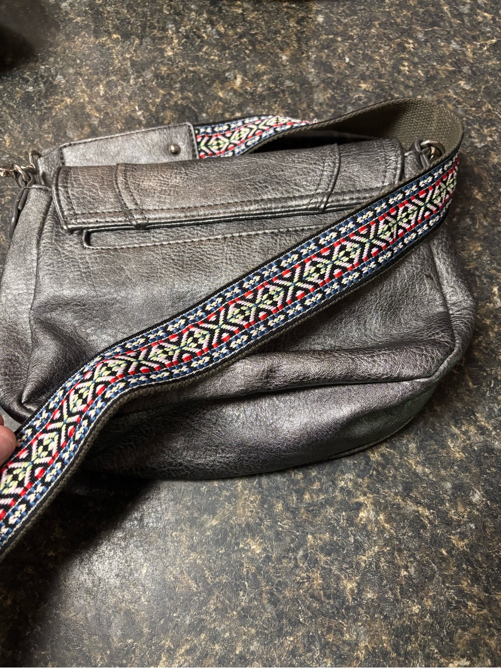 Carlos Santana Black Leather Crossbody with Guitar Strap
